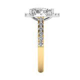 LUNA Lab-Grown Pear Cut Diamond Halo Ring by Harrogate Jewellers, a bespoke engagement ring made of white gold, designed with earth-mined diamonds, in a Yorkshire style.