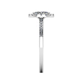 Harrogate Jewellers' DAHLIA lab-grown marquise cut diamond halo ring in platinum, a bespoke engagement ring option from Yorkshire