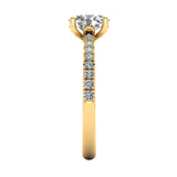 Harrogate Jewellers' MARIE Lab-Grown Classic Round Brilliant Cut Diamond Set Shoulders ring, platinum band adorned with smaller diamonds, Yorkshire bespoke jewellery.