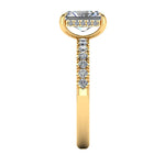 Harrogate Jewellers' Lab-Grown Radiant Cut Diamond Ring with Set Shoulders and Under Halo, Platinum Band, Ideal for Engagement or Wedding, Bespoke Yorkshire Fine Jewellery