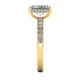 Harrogate Jewellers' Lab-Grown Radiant Cut Diamond Ring with Set Shoulders and Under Halo, Platinum Band, Ideal for Engagement or Wedding, Bespoke Yorkshire Fine Jewellery