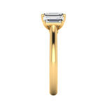 Harrogate Jewellers' TAYLOR - Lab-Grown Emerald Cut Diamond Trilogy Ring, set in platinum, showcasing bespoke jewellery craftsmanship from Yorkshire, perfect for earth-mined diamond engagement rings.