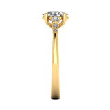 Harrogate Jewellers' ORIANNA lab-grown oval cut solitaire ring with mixed cut diamond shoulders, showcasing bespoke Yorkshire jewellery craftsmanship in platinum.