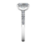 Harrogate Jewellers' MACIE Lab-Grown Radiant Cut Diamond Engagement Ring with Set Shoulders and Under Halo in White Gold