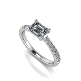 East West Set Emerald Cut Diamond Ring 0.25ct