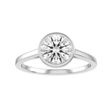 Lab-Grown Round Brilliant Cut Diamond Rub-Over Bezel Set Engagement Ring | The Solace Ring