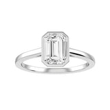 Lab-Grown Emerald Cut Diamond Bezel Rub-Over Set Engagement Ring | The Vivienne Ring