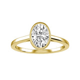 Lab-Grown Oval Cut Diamond Bezel Rub-Over Set Engagement Ring | The Elara Ring