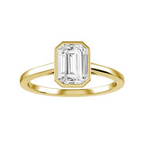 Lab-Grown Emerald Cut Diamond Bezel Rub-Over Set Engagement Ring | The Vivienne Ring