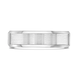 Platinum Brushed Bevelled Edge Wedding Ring