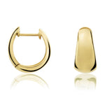 Harrogate Jewellers Yellow Gold Tapered Polished Huggie Hoop Earrings perfect for bespoke jewellery, Earth Mined Diamonds Wedding Rings in Harrogate, Yorkshire.