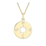 9ct Yellow Gold Compass Pendant from Harrogate Jewellers, showcasing intricate design detail against a white background. Ideal for bespoke Yorkshire jewellery enthusiasts.