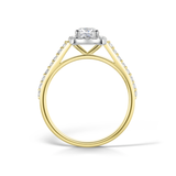 Harrogate Jewellers' DELPHINE lab-grown round brilliant cut diamond halo ring, a bespoke engagement ring showcasing Yorkshire craftsmanship.
