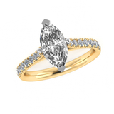Harrogate Jewellers' FAYE lab-grown marquise cut diamond ring with diamond set shoulders, perfect for bespoke Yorkshire engagement or wedding.