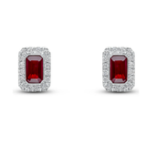 Octagonal cut Ruby and Diamond Halo Earrings in White Gold from Harrogate Jewellers, bespoke Yorkshire jewellery