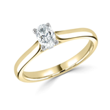 Classic Oval Solitaire Diamond Engagement Ring 0.25ct by Harrogate Jewellers, showcasing a 0.25ct earth mined diamond on a platinum band against a white backdrop. Yorkshire's bespoke jewellery.