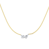 Twin stone lab-grown diamond pendant necklace in 18c yellow gold by Harrogate Jewellers, bespoke jewellery from Yorkshire.