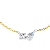 Twin Stone Diamond Necklace by Harrogate Jewellers, featuring lab-grown diamonds set in 18c yellow gold chain, perfect for engagement or wedding occasions in Harrogate, Yorkshire.