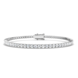 Harrogate Jewellers Lab Grown 3.00ct Diamond Tennis Bracelet in platinum, showing brilliant round diamonds in a straight line, ideal for bespoke weddings in Yorkshire.