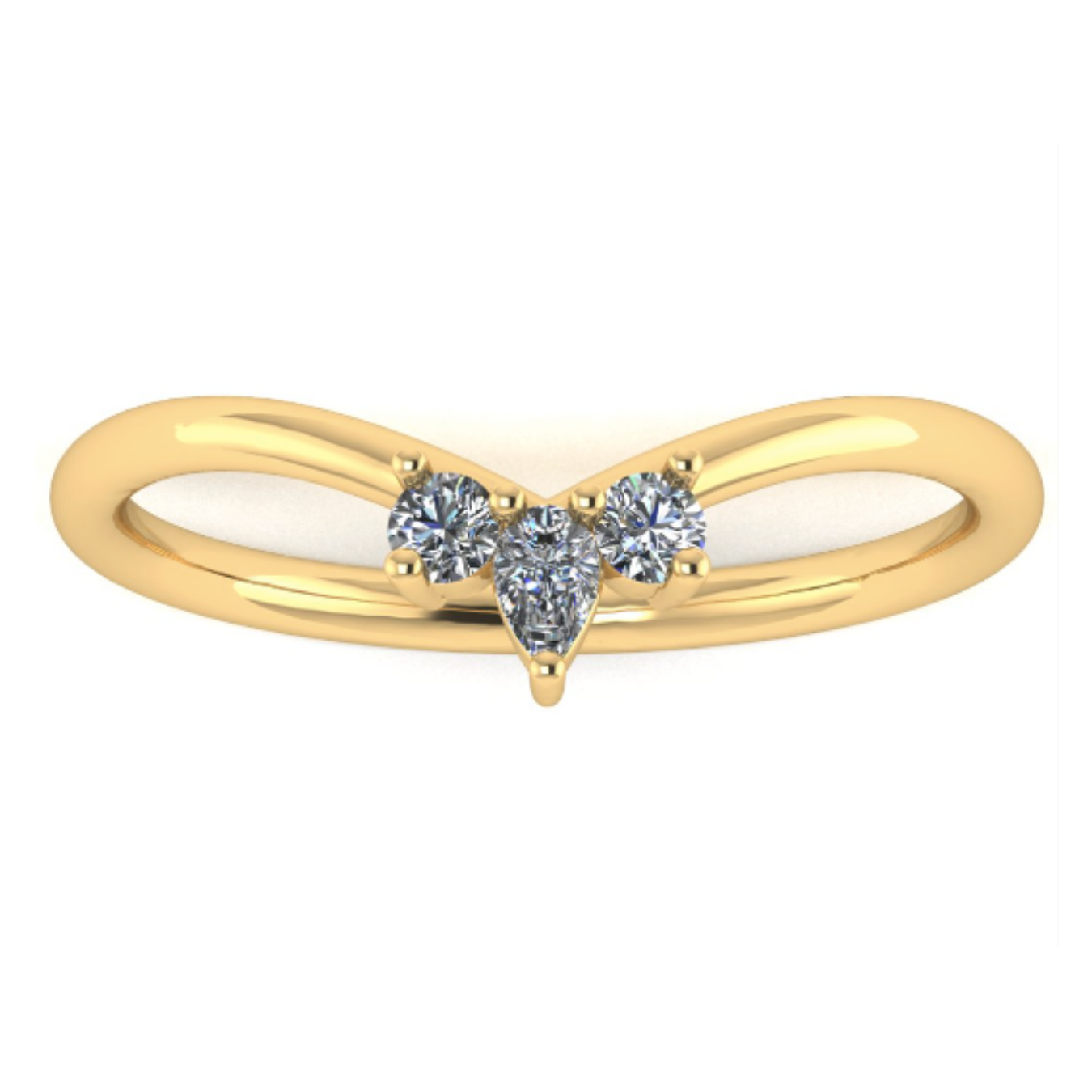 Harrogate Jewellers' Curved Diamond Band with Pear and Round Brilliant Cut Earth Mined Diamonds set in white gold, perfect for bespoke Yorkshire wedding jewellery.