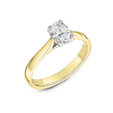 Harrogate Jewellers' classic oval cut solitaire diamond engagement ring in gold, bespoke lab grown diamond ring in white gold band, elegant and timeless design from Yorkshire.
