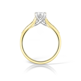 Harrogate Jewellers' Tapered Claw Set Round Brilliant Cut Diamond Engagement Ring on a white background, a perfect example of bespoke jewellery from Yorkshire, ideal for wedding rings or lab grown diamond options.