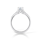 Round Brilliant Cut Diamond Engagement Ring with Grain Set Shoulders from Harrogate Jewellers, a bespoke jewellery vendor in Yorkshire. Perfect for a unique wedding ring, crafted with laboratory grown diamonds.