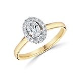 Oval Cut Claw Set Diamond Halo Engagement Ring by Harrogate Jewellers, featuring lab grown diamonds and bespoke jewellery design, perfect for weddings in Yorkshire.
