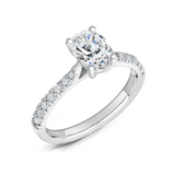 Tapered Claw Set Oval Cut Diamond Engagement Ring by Harrogate Jewellers, bespoke jewellery, lab grown diamonds, perfect for wedding, Yorkshire style.