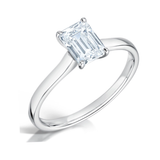 Classic Emerald Cut Solitaire Diamond Engagement Ring from Harrogate Jewellers, bespoke jewellery in Yorkshire. Lab grown diamond ring for weddings.