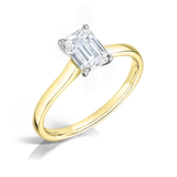 Classic Emerald Cut Solitaire Diamond Engagement Ring by Harrogate Jewellers, bespoke jewellery in Yorkshire. Lab grown diamond wedding ring.