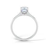 Harrogate Jewellers' Classic Emerald Cut Solitaire Diamond Engagement Ring, a bespoke piece of Yorkshire jewellery showcasing a lab-grown, brilliant-cut diamond on a silver band.