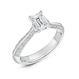 Diamond Set Knife-Edge Emerald Cut Engagement Ring from Harrogate Jewellers, bespoke Yorkshire jewellery, lab grown diamonds, perfect for weddings.