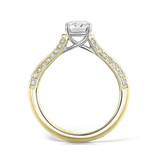 Harrogate Jewellers' lab grown diamond engagement ring with an emerald cut and knife-edge setting, bespoke jewellery design from Yorkshire.