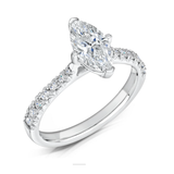 Harrogate Jewellers' Tapered Claw Set Marquise Cut Diamond Engagement Ring, a bespoke jewellery piece with lab grown diamonds, perfect for weddings in Yorkshire.