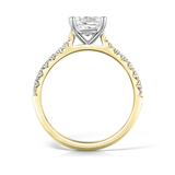 Harrogate Jewellers' Tapered Claw Set Princess Cut Diamond Engagement Ring, a bespoke jewellery piece featuring a prominent lab grown diamond, on a white background.