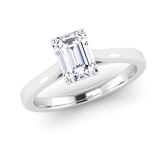 Harrogate Jewellers' ESME Lab-Grown Classic Emerald Cut Solitaire Ring, a bespoke jewellery piece with a white gold band and a clear, rectangular shaped diamond, ideal for engagement or wedding in Yorkshire.