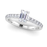 Harrogate Jewellers' ADELE lab-grown emerald cut diamond engagement ring with classic diamond set shoulders in white gold, bespoke jewellery, Yorkshire.