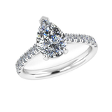 Harrogate Jewellers' SOLANA lab-grown diamond ring with classic pear cut and diamond set shoulders, made from white gold, for bespoke engagement and wedding jewellery in Harrogate Yorkshire.