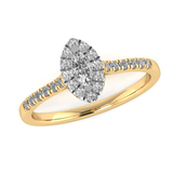 Harrogate Jewellers' DAHLIA Lab-Grown Marquise Cut Diamond Halo Ring against a white background, with intricate design and sparkling diamonds on a platinum band. Ideal for bespoke jewellery seekers in Yorkshire.