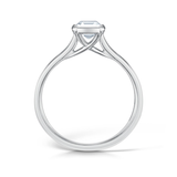Harrogate Jewellers Bezel Set Emerald Cut Solitaire Diamond Engagement Ring in platinum, featuring a laboratory grown, earth mined diamond, bespoke jewellery piece from Yorkshire