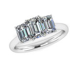 Harrogate Jewellers' TAYLOR Lab-Grown Emerald Cut Diamond Trilogy Ring in white gold, showcasing a beautifully balanced set of high-quality, certified lab-grown diamonds on a sleek band, ideal for bespoke Yorkshire weddings and engagements.