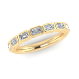 Emerald Cut Rubover Eternity 7-Stone Diamond Ring by Harrogate Jewellers, made of white gold featuring natural Earth mined diamonds in a minimalist design, perfect for engagements and weddings in Yorkshire.