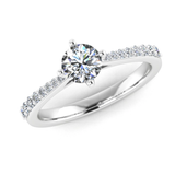 Harrogate Jewellers platinum engagement ring featuring a 1.00ct round brilliant cut lab-grown diamond, set against a white background