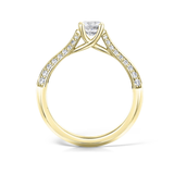 Harrogate Jewellers' Diamond Set Knife-Edge Engagement Ring in Gold, featuring round brilliant cut lab grown diamonds, bespoke jewellery design from Harrogate, Yorkshire.