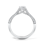 Diamond Set Knife-Edge Round Brilliant Cut Engagement Ring by Harrogate Jewellers, made with lab grown diamonds in Yorkshire, bespoke jewellery for weddings.