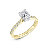 Oval cut diamond engagement ring from Harrogate Jewellers, featuring a claw set design with tapered band, lab grown diamonds and bespoke jewellery craftsmanship.