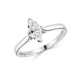 Classic Marquise Cut Solitaire Diamond Engagement Ring from Harrogate Jewellers, showcasing a large central diamond on a silver band, perfect for those who value simplicity and sophistication.