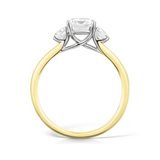 Emerald and Round Brilliant Cut Diamond Trilogy Ring 0.80ct by Harrogate Jewellers, a bespoke jewellery piece perfect for engagement or wedding, showcasing lab grown diamonds. Reflecting luxury of Harrogate, Yorkshire.