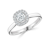 Cushion Cut Claw Set Diamond Halo Engagement Ring by Harrogate Jewellers, a bespoke piece of Yorkshire jewellery featuring lab grown diamonds, perfect for weddings and engagements.